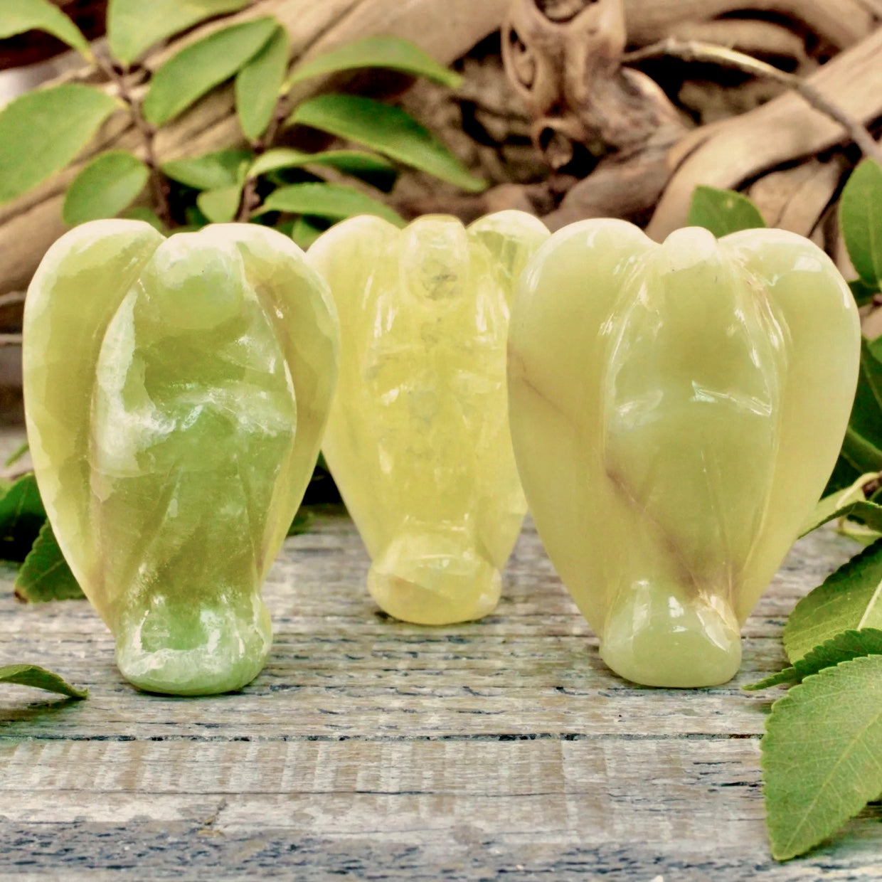 Green Calcite Angel Carving