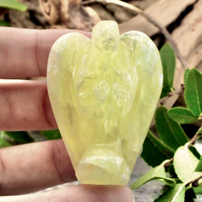 Green Calcite Angel Carving - 2"