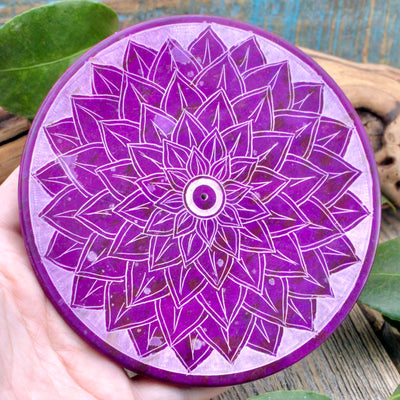 Purple Lotus Incense Holder hand