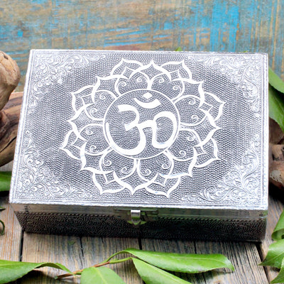 Silver Embossed Om Treasure Box