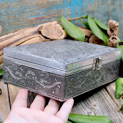 Silver Embossed Om Treasure Box