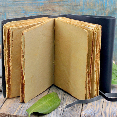 Black Leather Journal with Key Closure inside