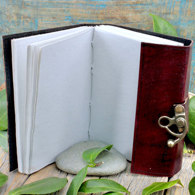 Red Leather Journal Blank Pages Open