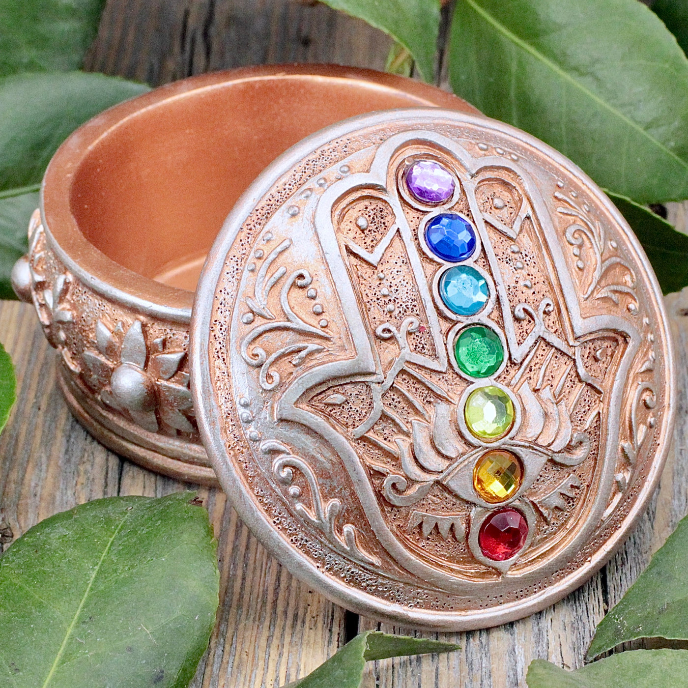 Chakra Hamsa Trinket Box