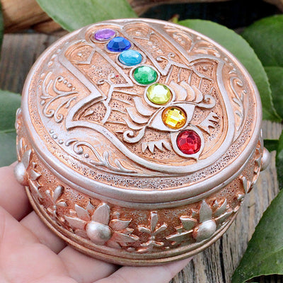 Chakra Hamsa Trinket Box hand
