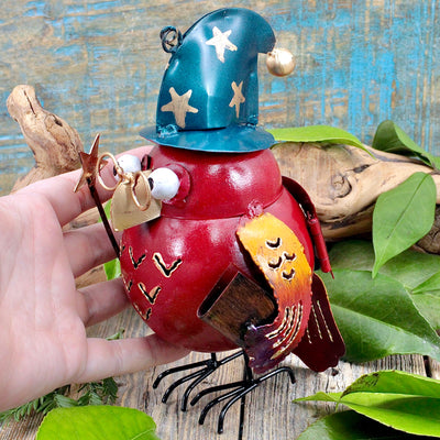 Red Wizard Owl Metal Lantern hand