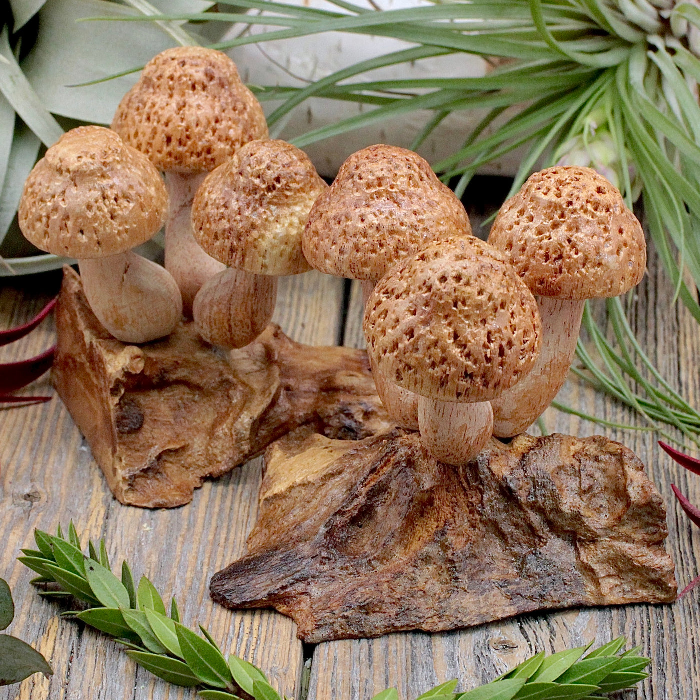 Wooden 3 Mushroom Cluster