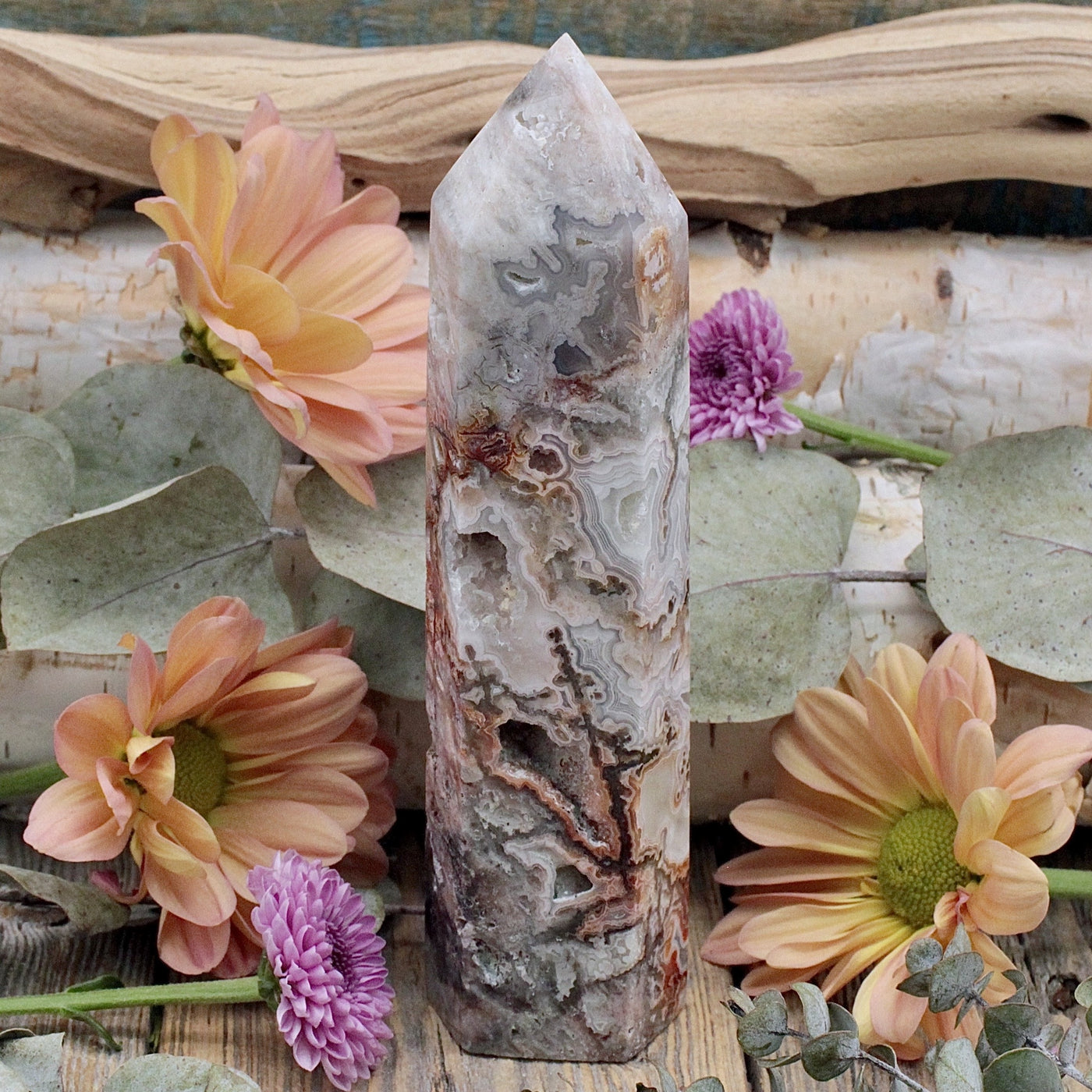 Mexican Crazy Lace Agate Tower