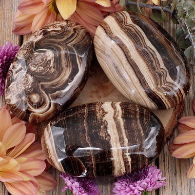Chocolate Calcite Palm Stone