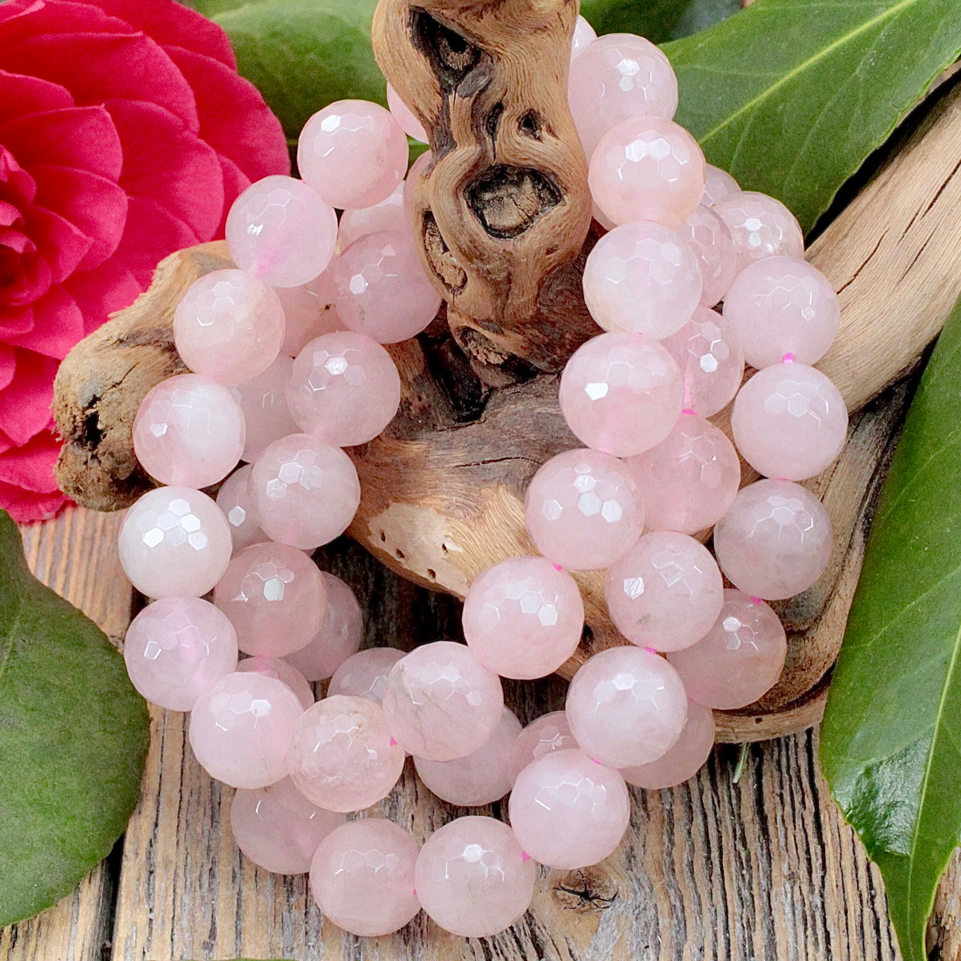 Rose Quartz Faceted Bracelet 12mm