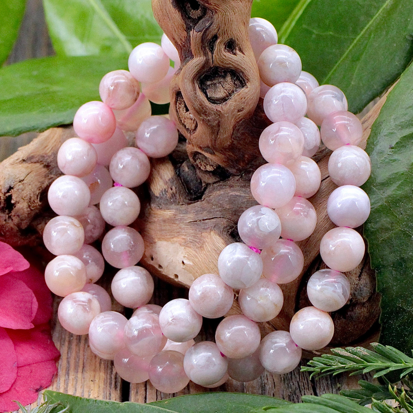 Flower Agate Bracelet 8mm