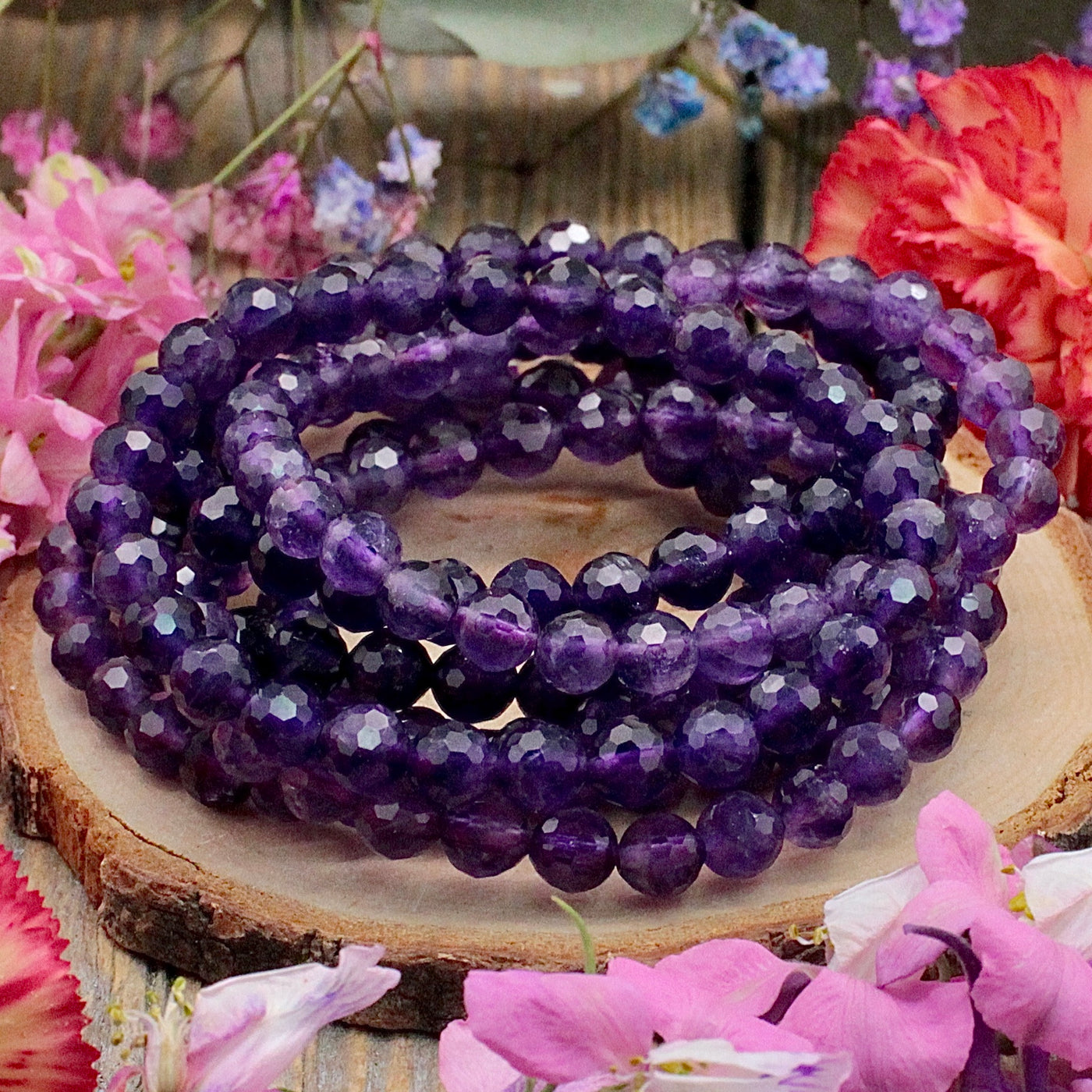 Amethyst Faceted Bracelet - 6mm