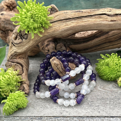 Amethyst and Selenite Bracelet 8mm