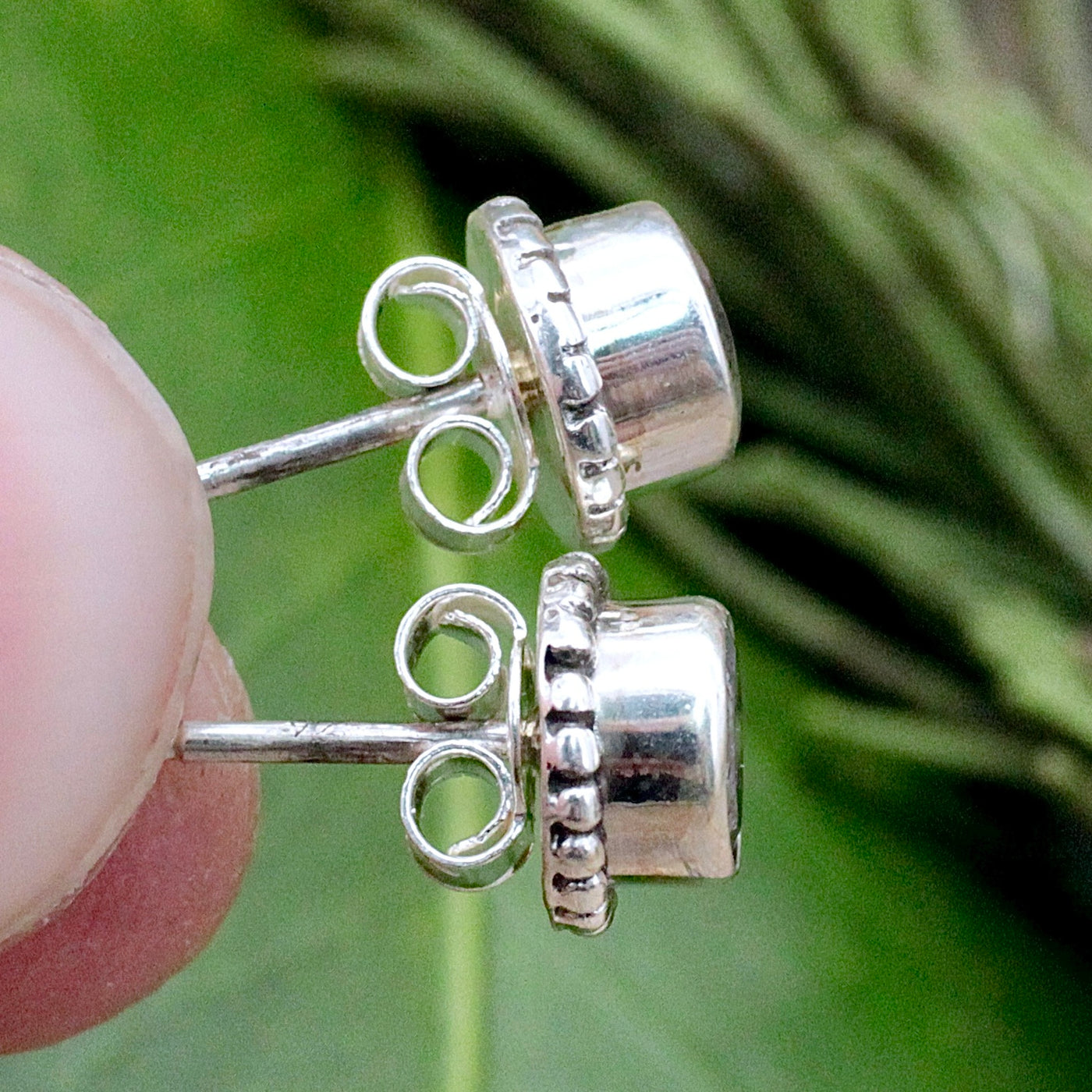 Labradorite Round Stud Earrings - Faceted - Sterling Silver