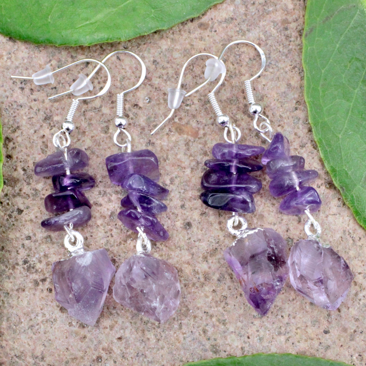 Amethyst Chip Drop Earrings