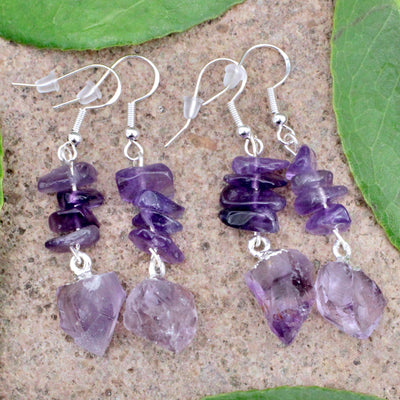 Amethyst Chip Drop Earrings