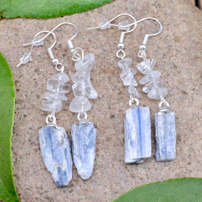 Quartz Chip Kyanite Drop Earrings