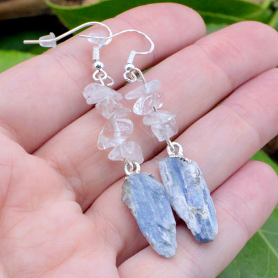 Quartz Chip Kyanite and Drop Earrings 