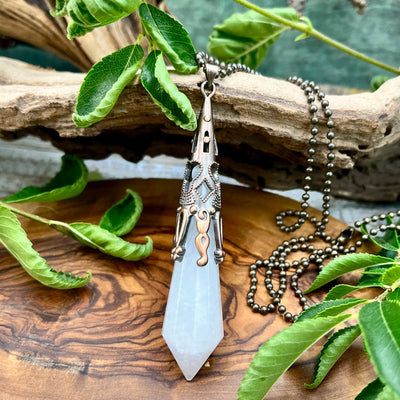 Long Crystal Drop Necklace - Quartz