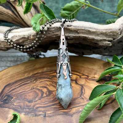 Long Crystal Drop Necklace - Labradorite 