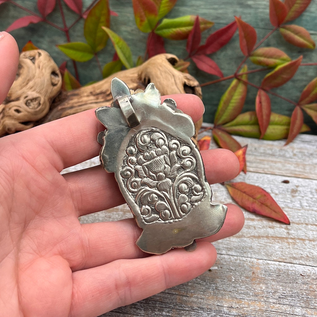 Tibetan silver Flower etched Design