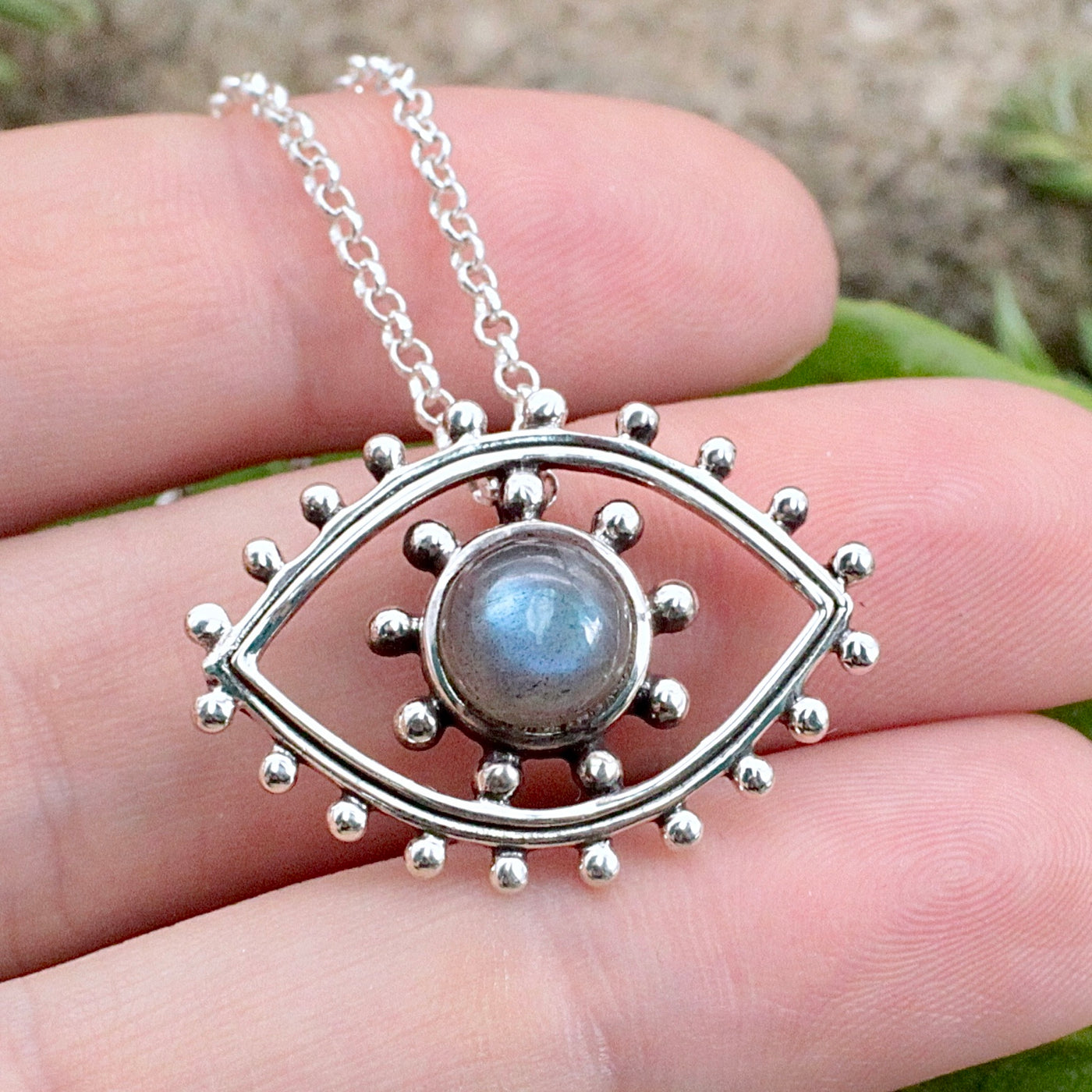 Labradorite Evil Eye Pendant