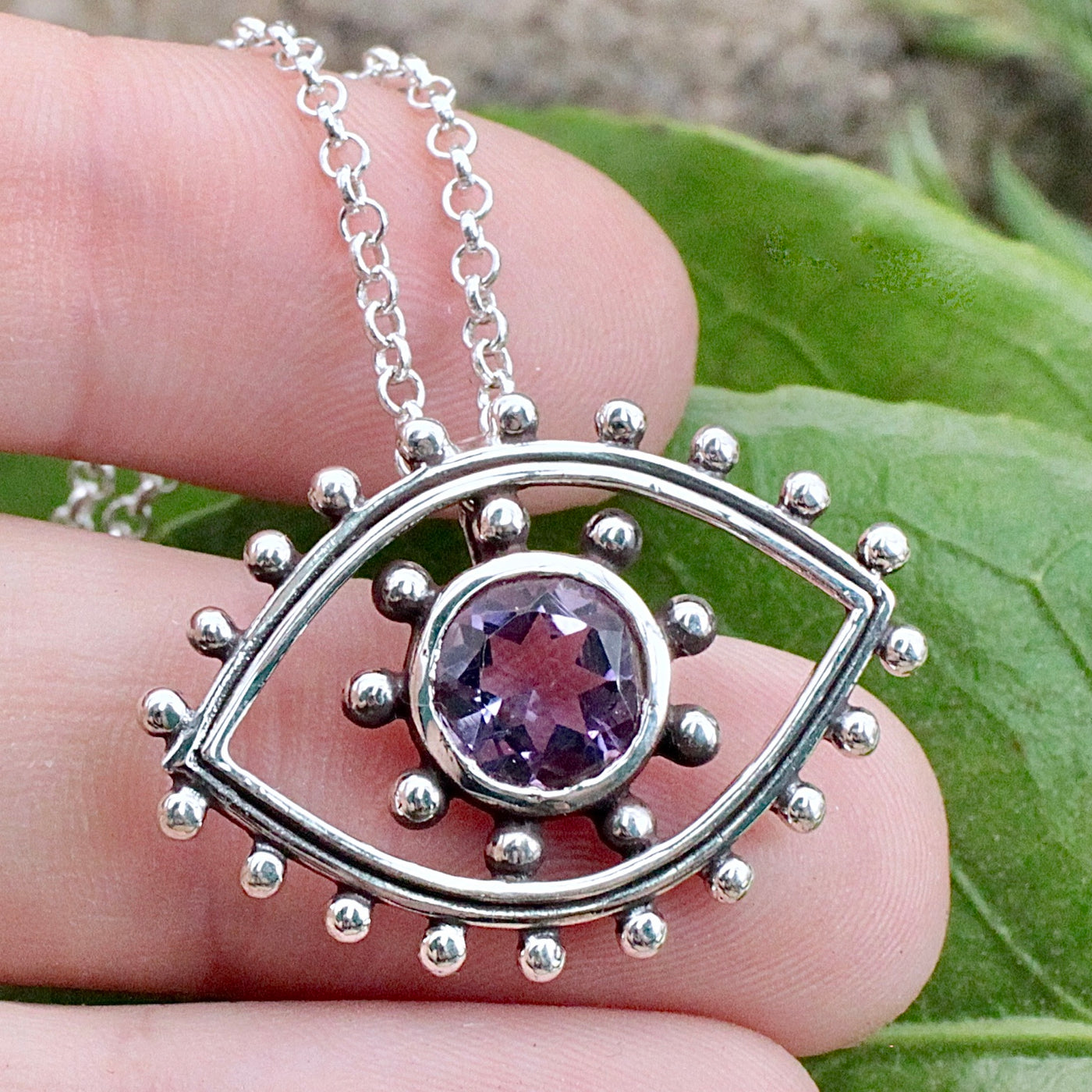 Amethyst Evil Eye Pendant
