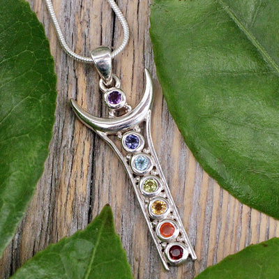 Chakra Half Moon Pendant Sterling Silver