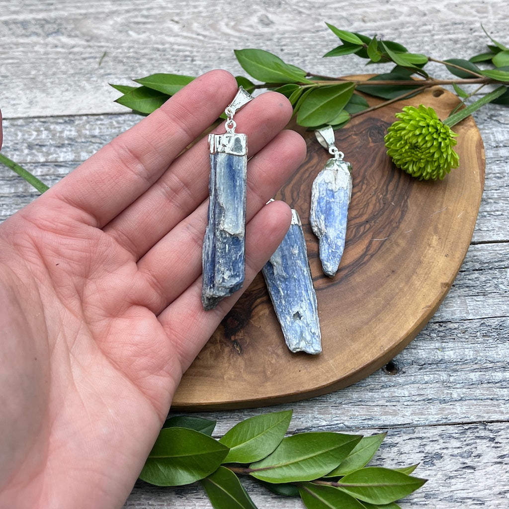 Raw Kyanite Pendant Hand