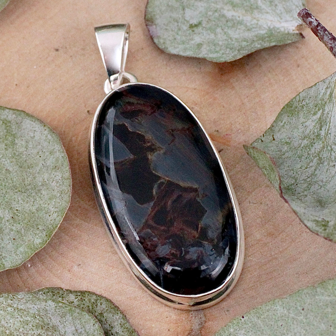 Pietersite Pendant Sterling Silver oval
