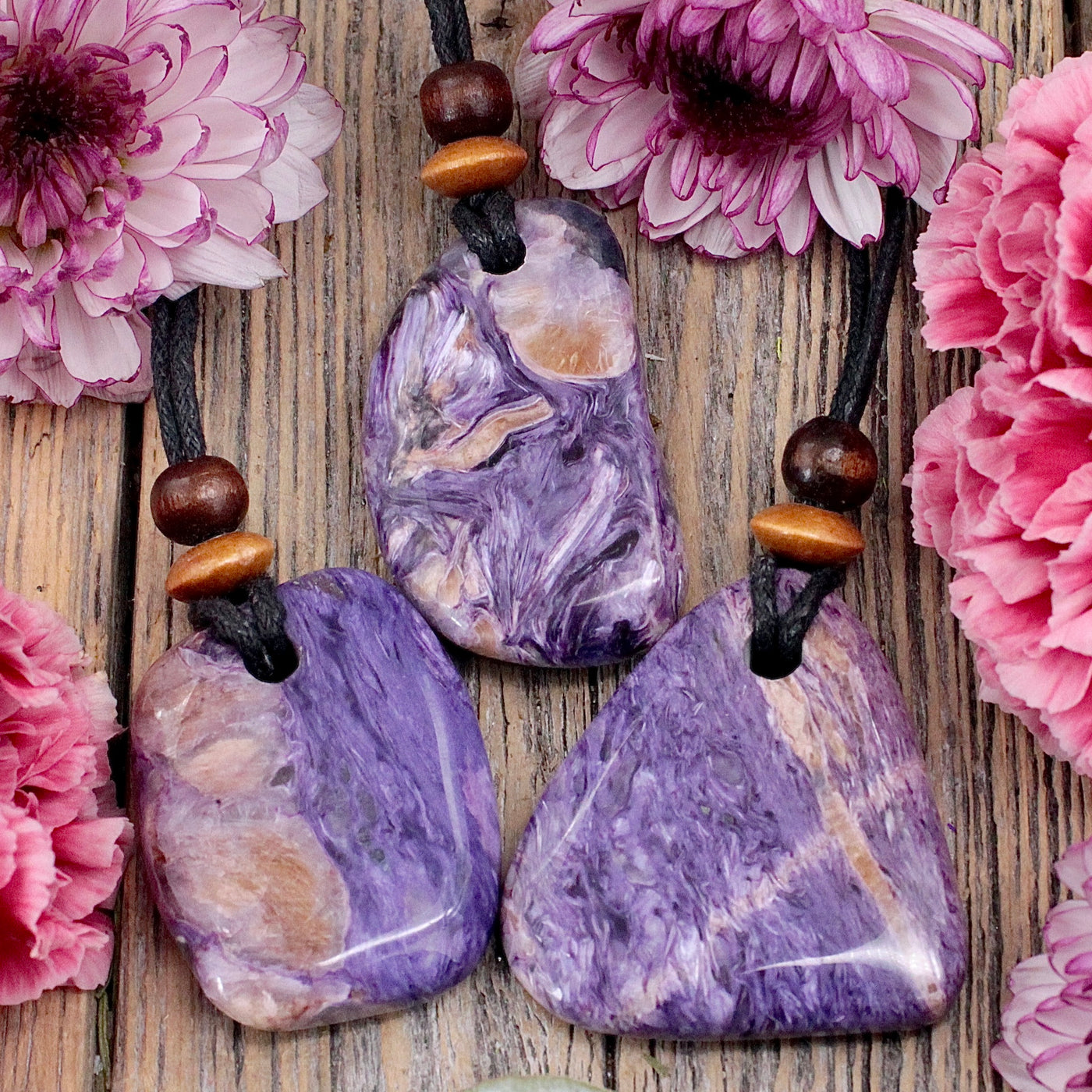 Charoite Pendant on Adjustable Cord A