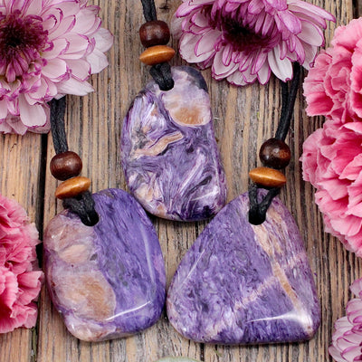 Charoite Pendant on Adjustable Cord A