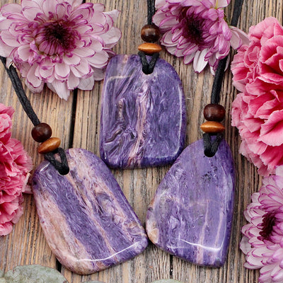 Charoite Pendant on Adjustable Cord B