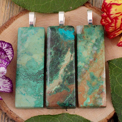 Parrot Wing Chrysocolla Pendant - Sterling Silver E