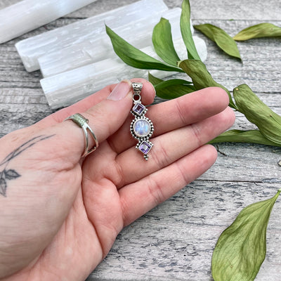 Amethyst Moonstone Pendant hand