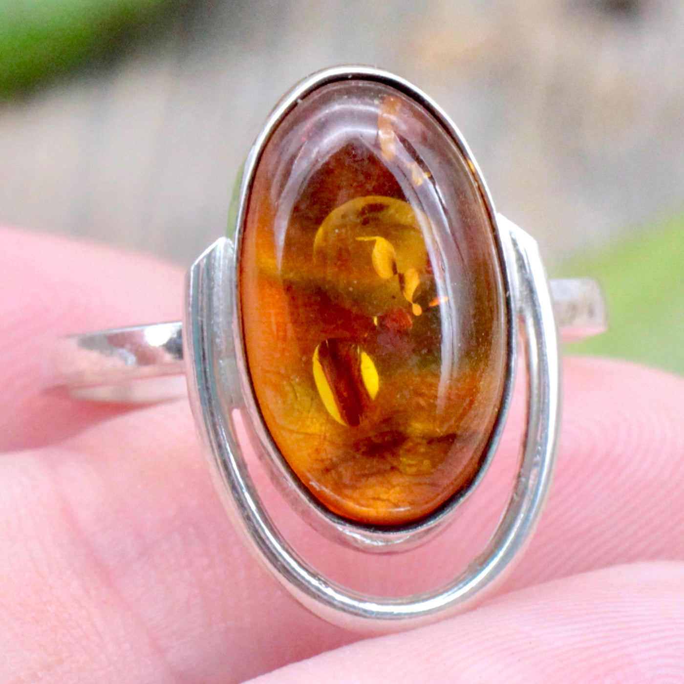 Amber Oval Ring hand