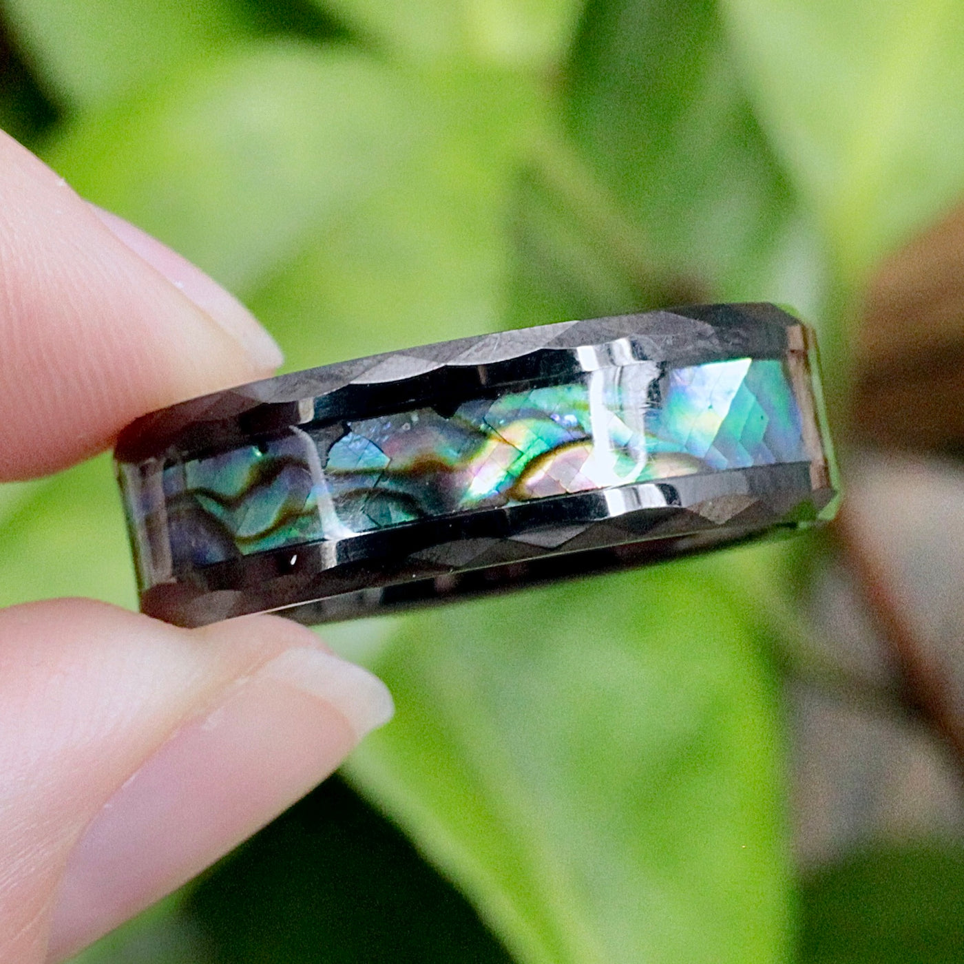 Men's Tungsten Ring with Abalone Inlay