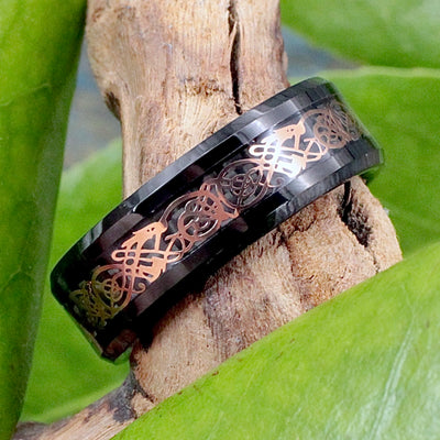 Men's Tungsten Ring Copper Celtic Design