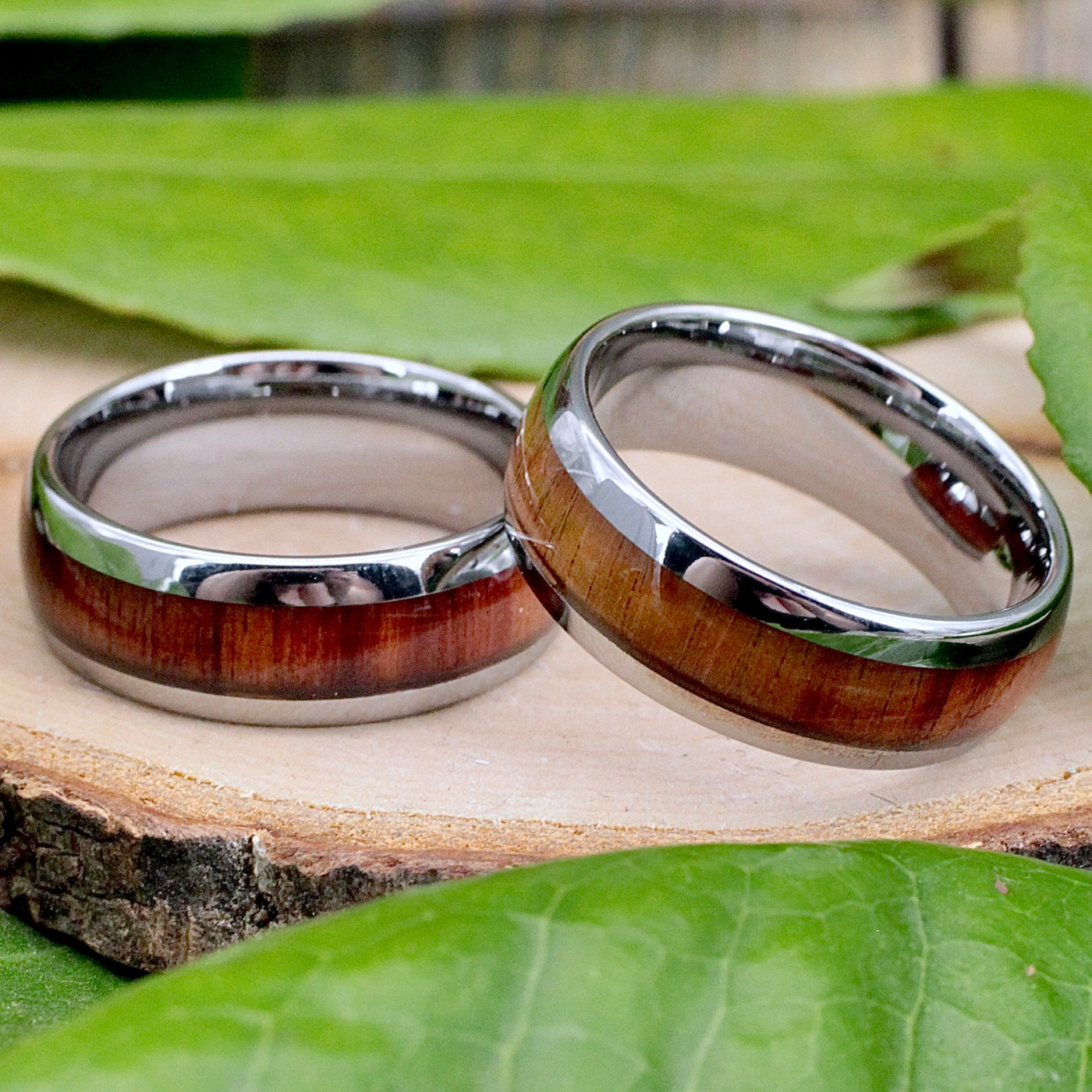 Men's Tungsten Band Ring with Wood Inlay