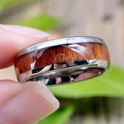 Men's Tungsten Ring with Wood Inlay 