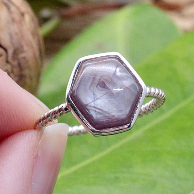 Ruby Hexagon Rong - Sterling Silver hand