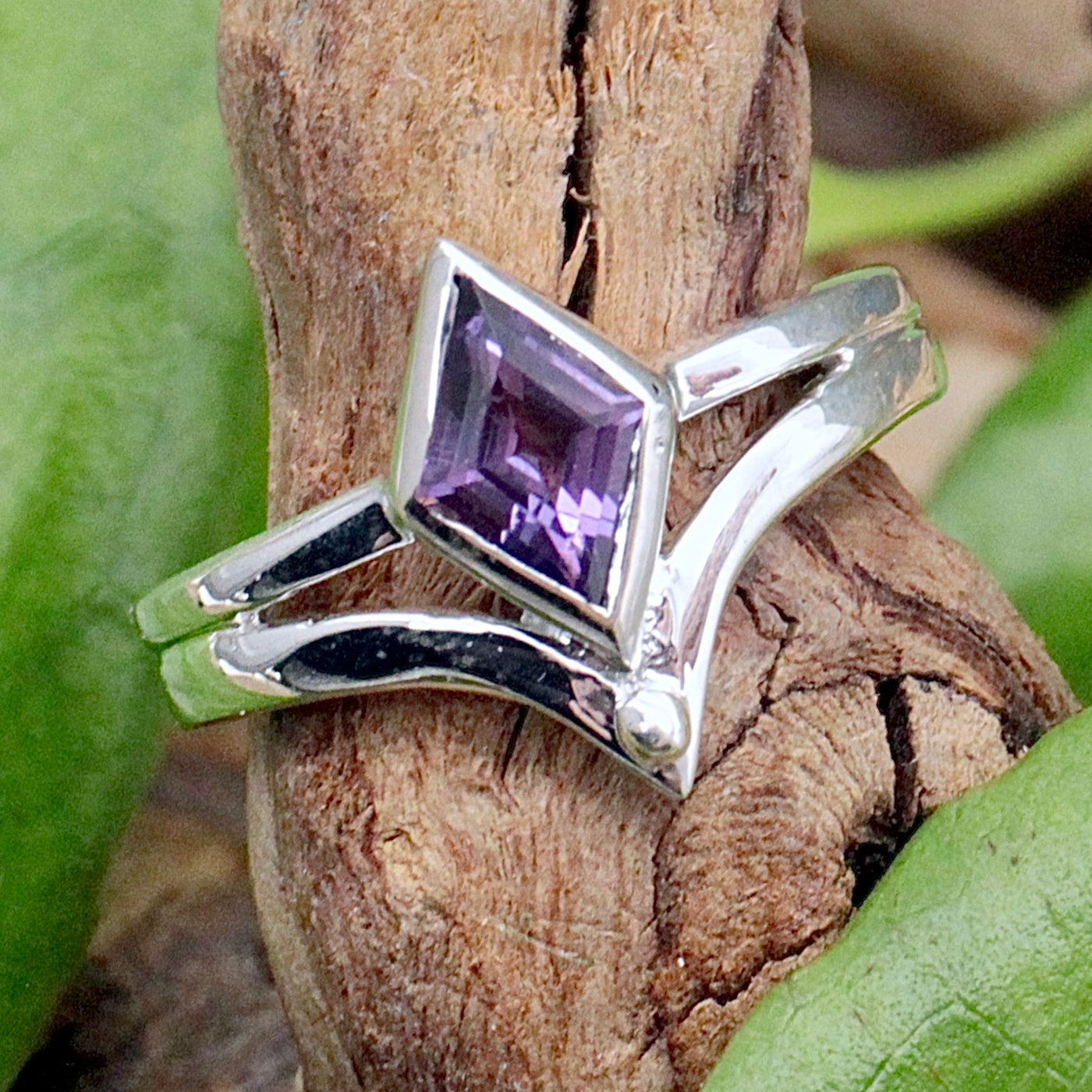Amethyst Marquis Ring - Sterling Silver