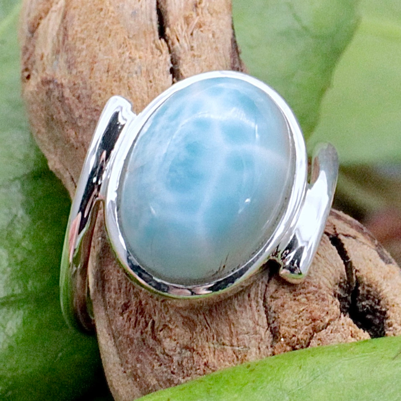 Larimar Oval Ring - Sterling Silver