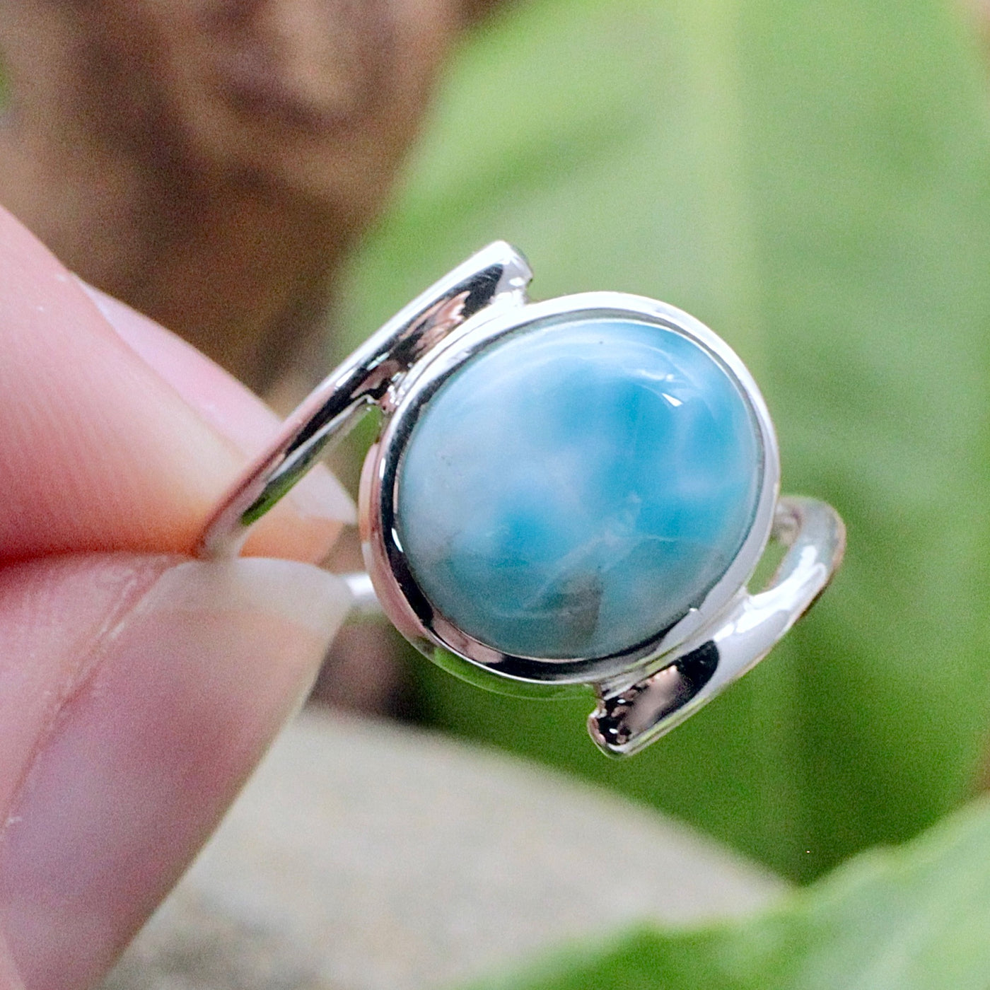 Larimar Oval Ring - Sterling Silver