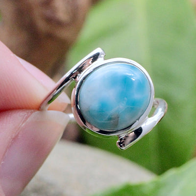 Larimar Oval Ring - Sterling Silver