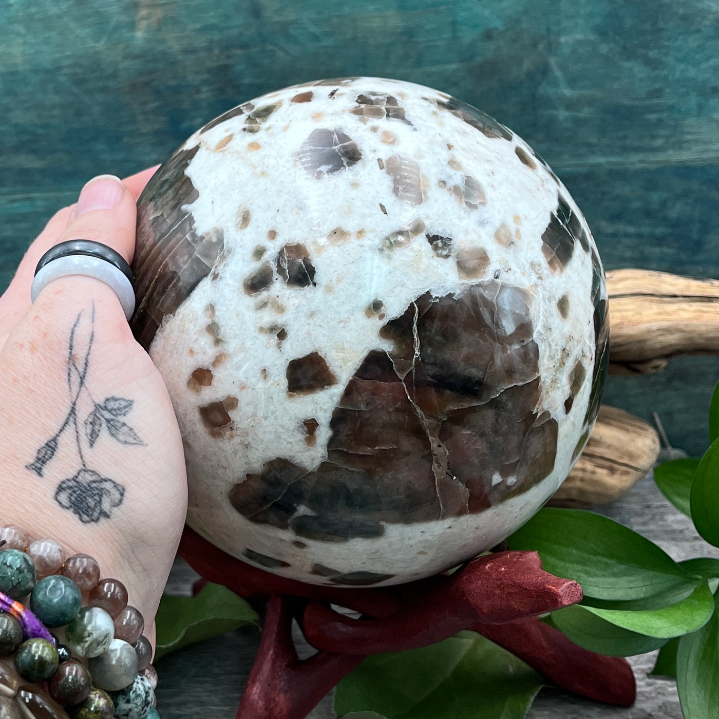 Polarity Moonstone sphere hand