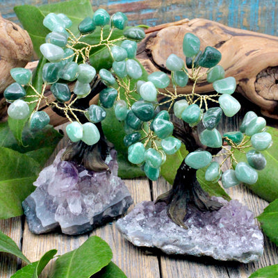 Green Aventurine Crystal Tree Amethyst base