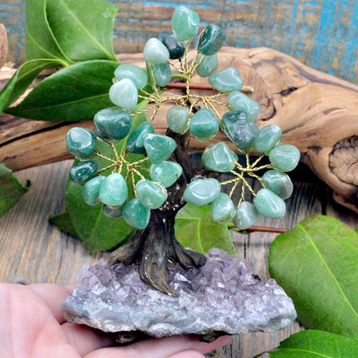 Green Aventurine Crystal Tree Amethyst base