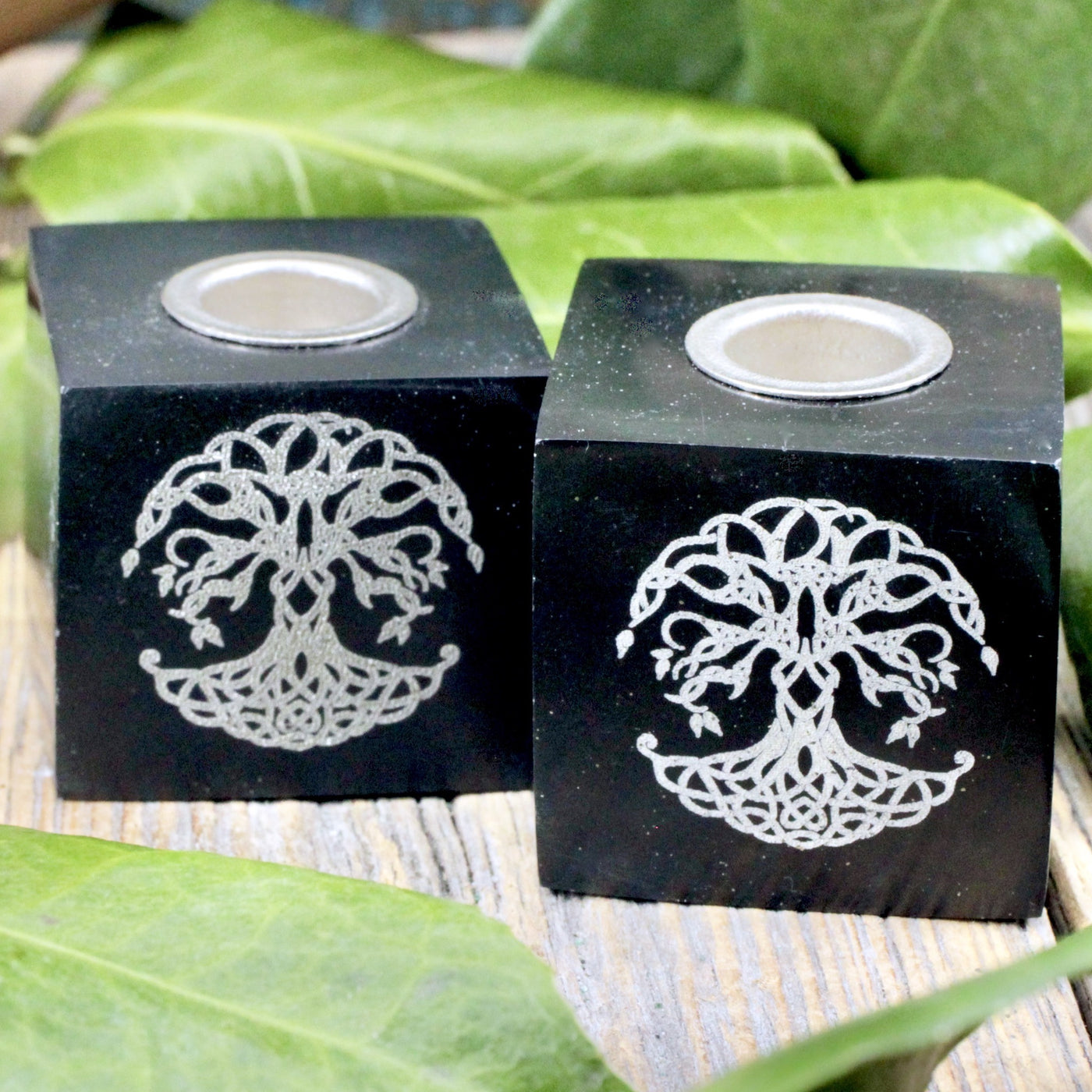 Black Onyx Tree of Life Candle Holder