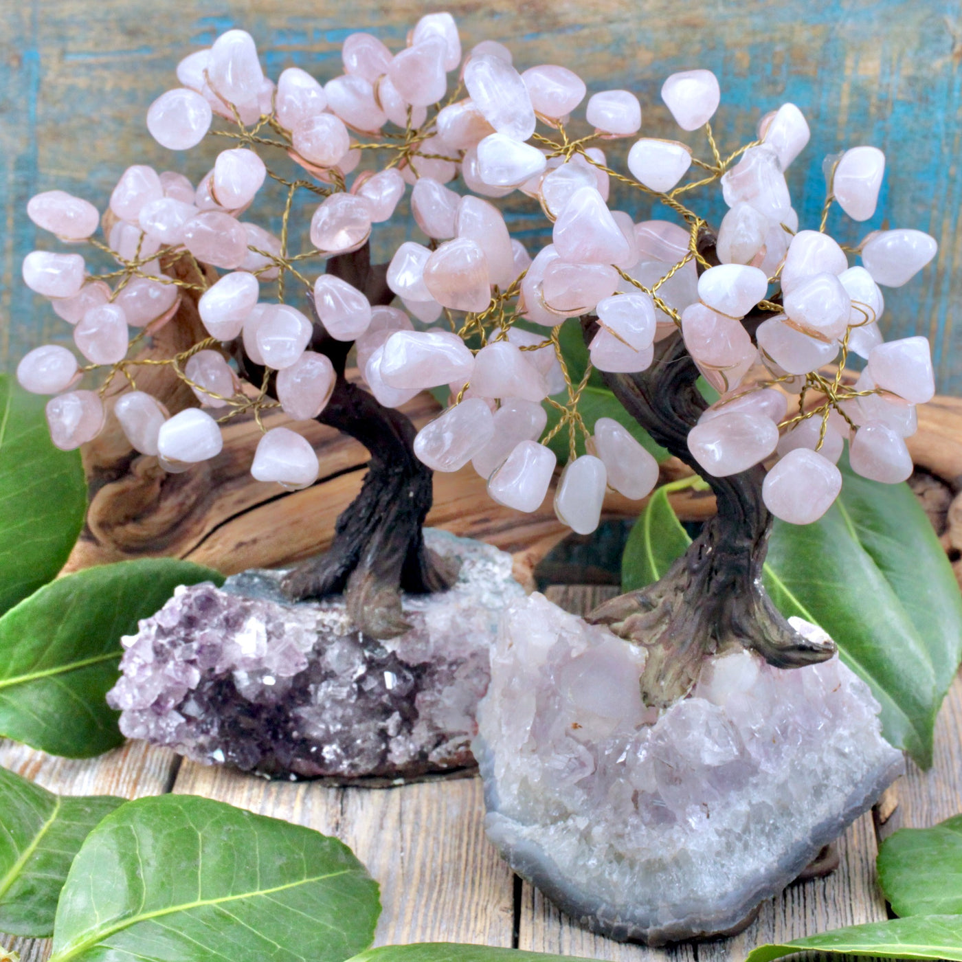 Rose Quartz Gem Tree Amethyst Base